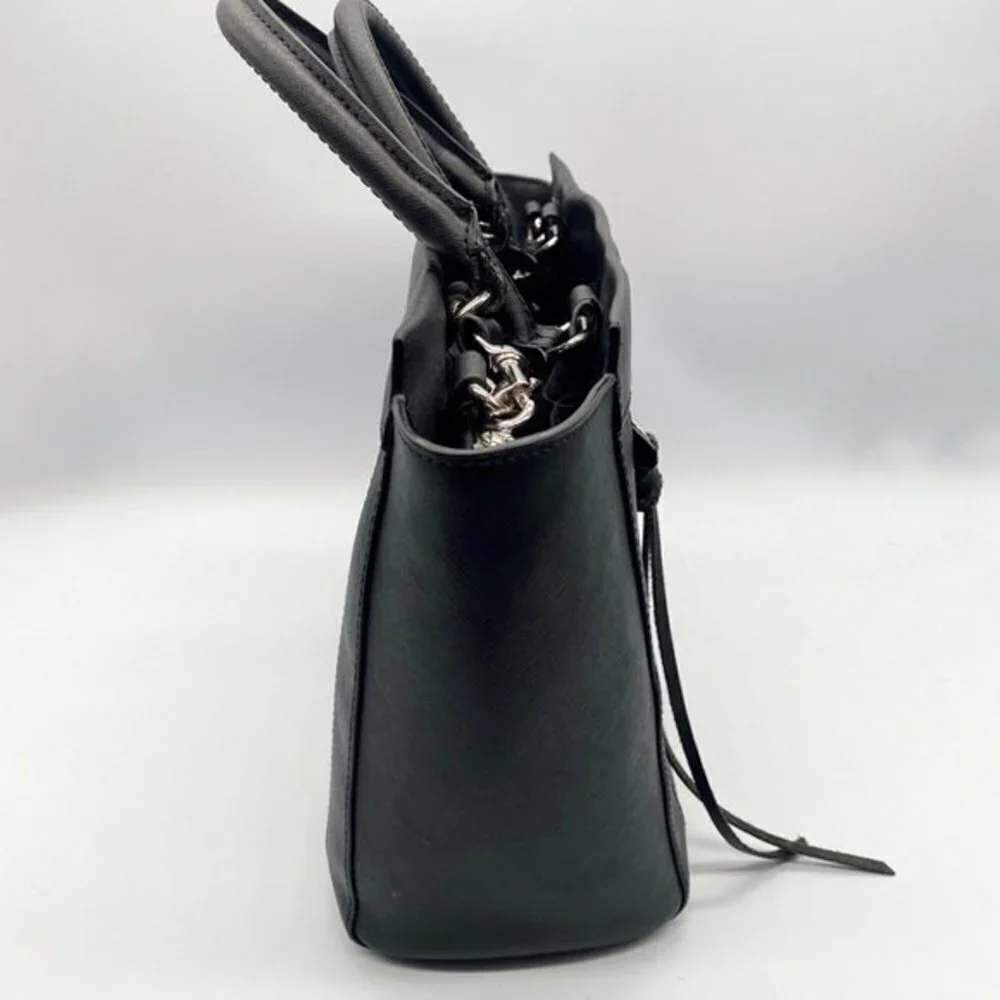 REBECCA Minkoff black textured leather crossbody satchel bag